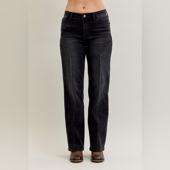 NEW 🎉Judy Blue Mid Rise Straight Western Seam Detail Jeans - Picture 2 of 11